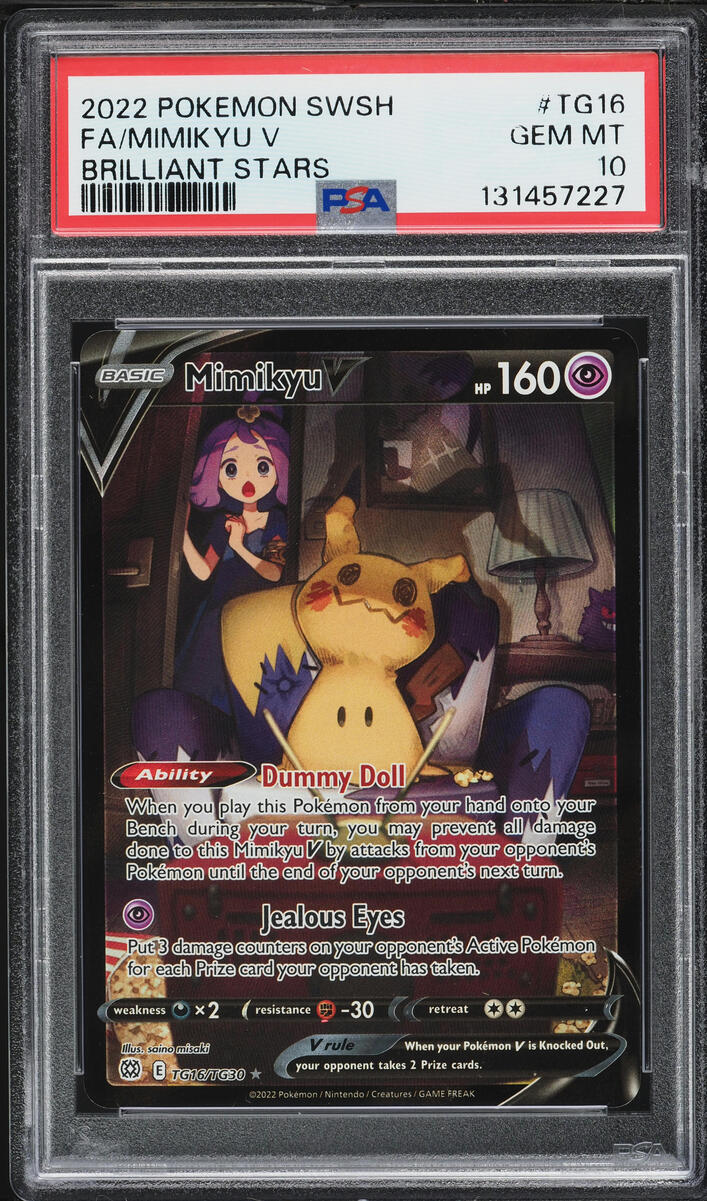 2022 Pokemon Sword & Shield Brilliant Stars CHR Mimikyu V #TG16 PSA 10 GEM MINT