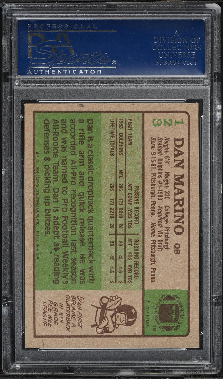 1984 Topps Football Dan Marino ROOKIE #123 PSA 9 MINT