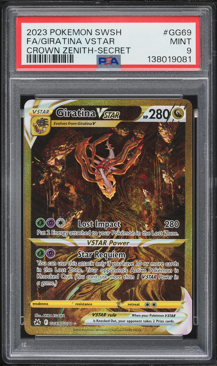 2023 Pokemon Sword & Shield Crown Zenith Gold Rare Giratina VSTAR #GG69 PSA 9 MINT