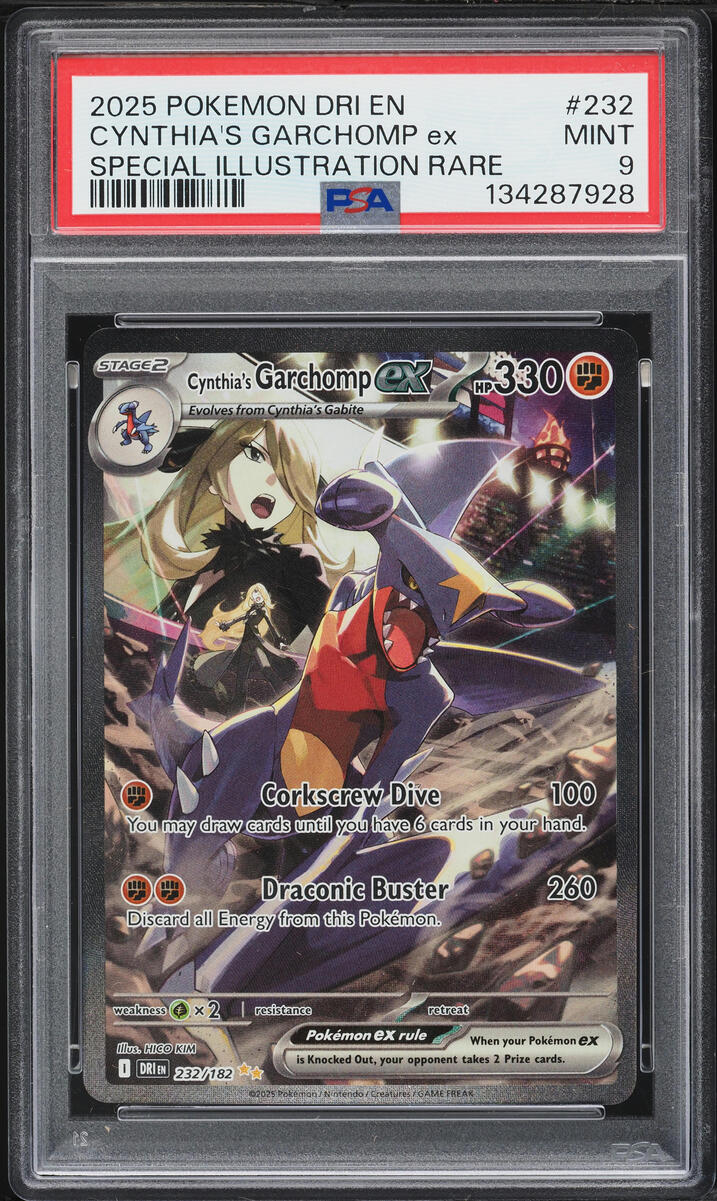 2025 Pokemon Scarlet & Violet Destined Rivals SIR Cynthia's Garchomp EX #232 PSA 9 MINT