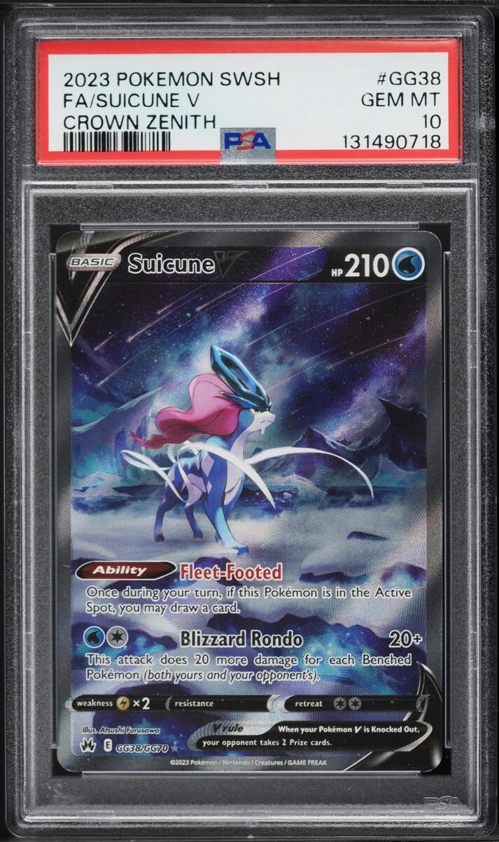 2023 Pokemon Sword & Shield Crown Zenith Alt Art Suicune V #GG38 PSA 10 GEM MINT