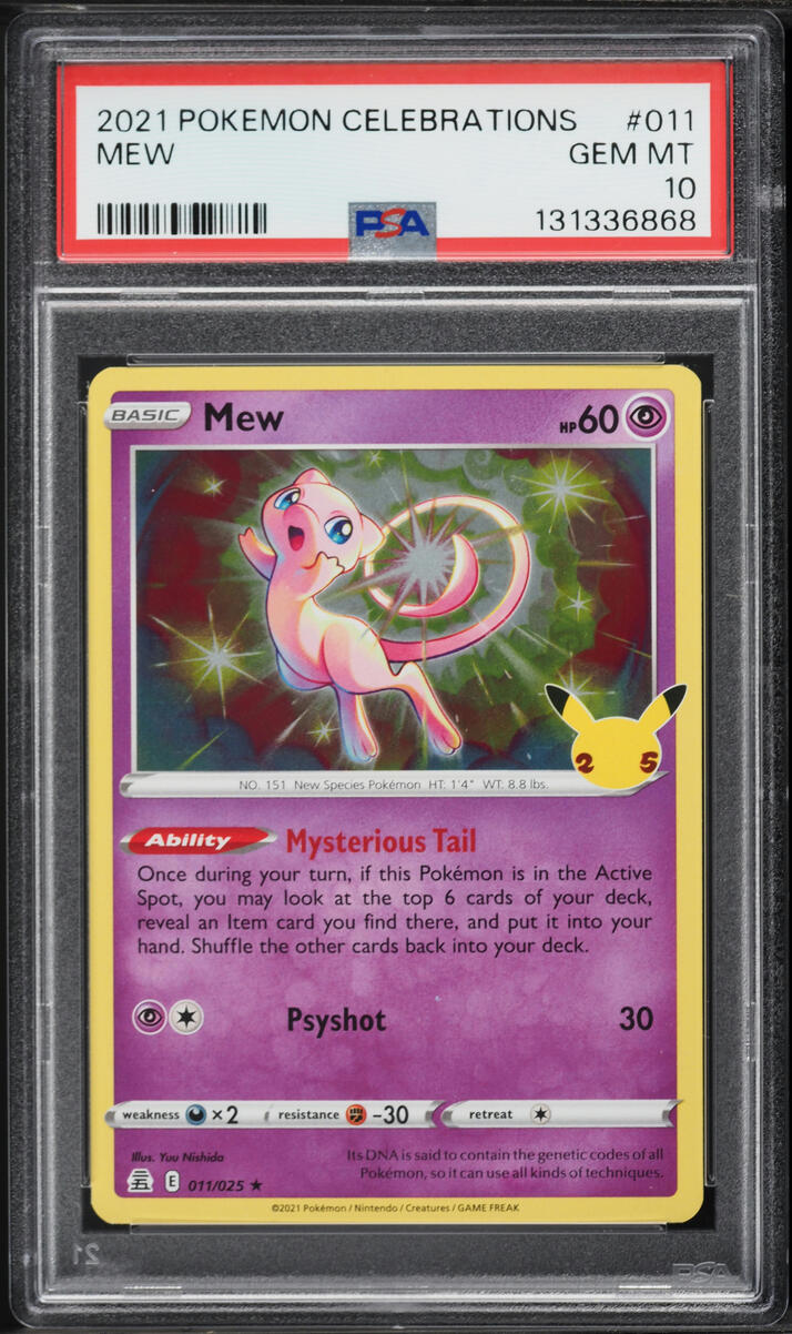 2021 Pokemon Sword & Shield Celebrations Holo Mew #11 PSA 10 GEM MINT