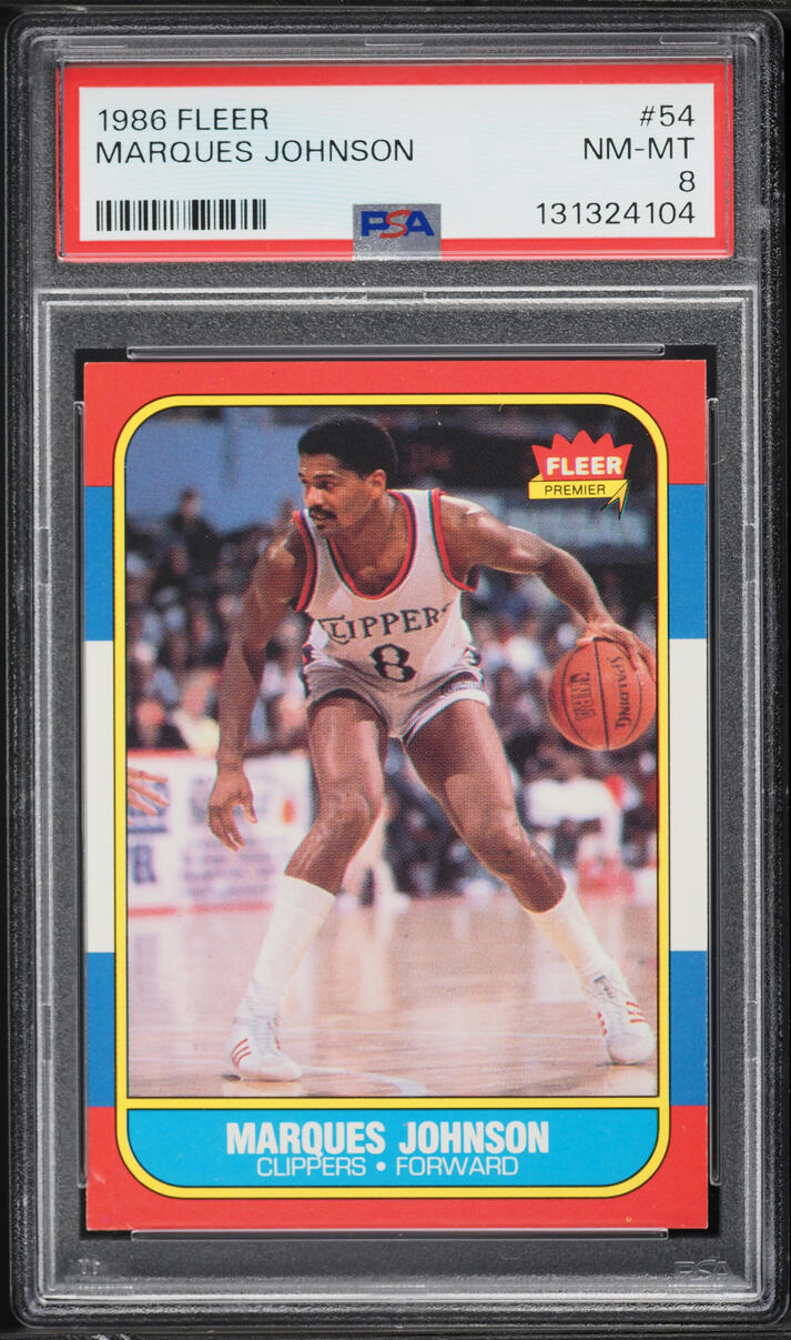 1986 Fleer Basketball Marques Johnson #54 PSA 8 NM-MT