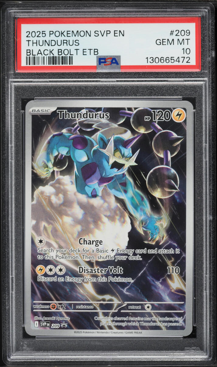 2025 Pokemon Scarlet & Violet Promo Black Bolt ETB Full Art Thundurus #209 PSA 10 GEM MINT