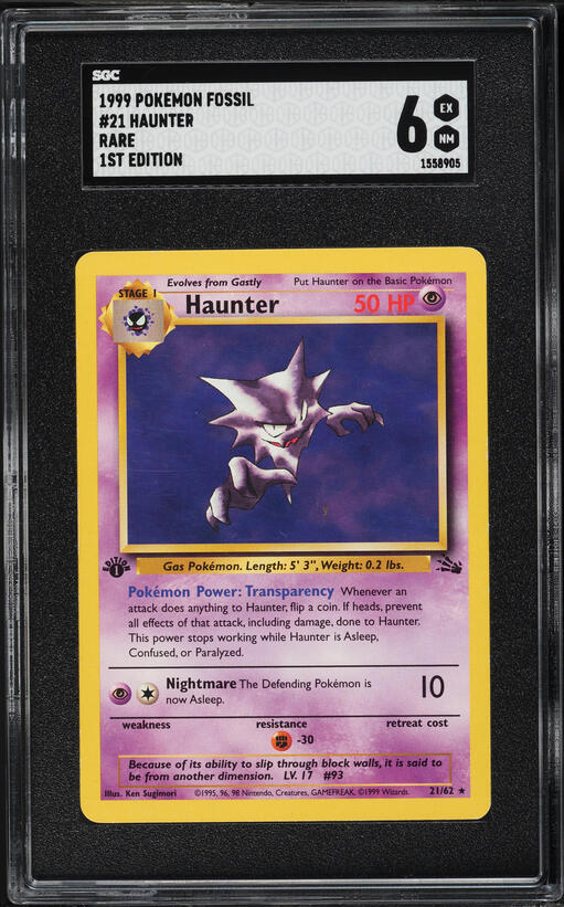 rare haunter pokemon card Haunter 1999 Pokemon Fossil 1st Edition Holo Rare #6 PSA Authenticated 7 Card