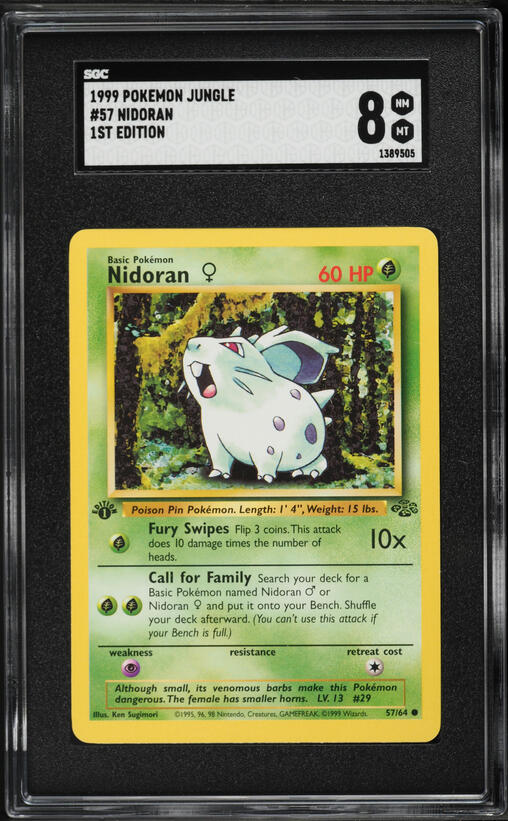 1999 Pokemon Jungle 1st Edition Nidoran #57 SGC 8 NM-MT