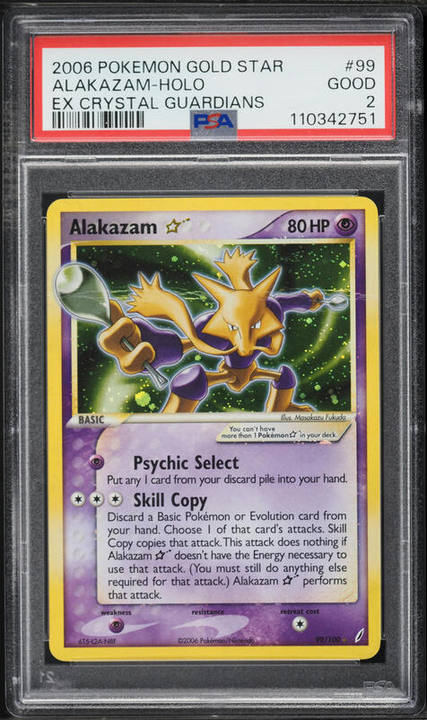 2006 Pokemon EX Crystal Guardians Holo Alakazam Gold Star #99 PSA 2 GD on  Fanatics Collect