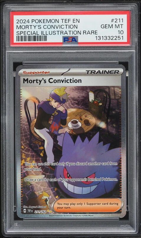 2024 Pokemon Scarlet & Violet Temporal Forces SIR Morty's Conviction #211 PSA 10 GEM MINT