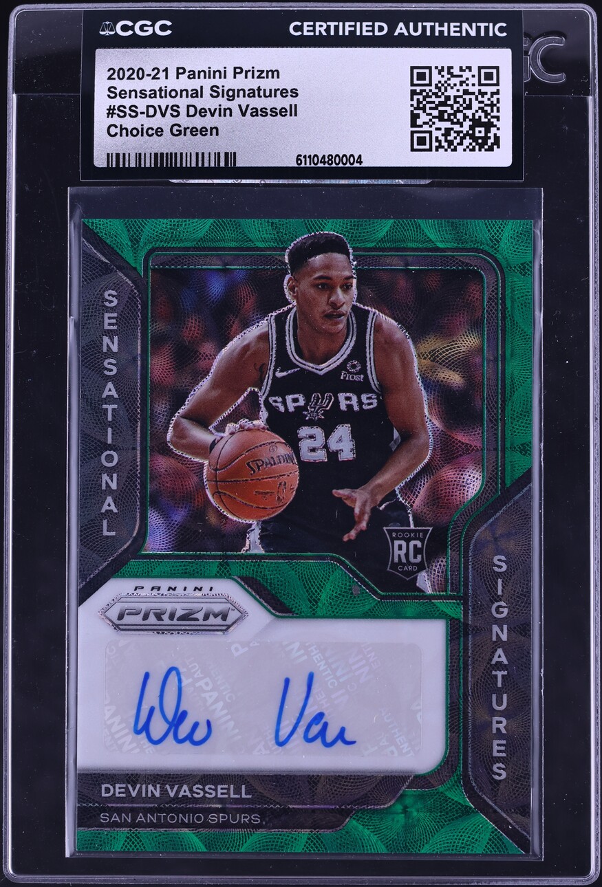 2020 Panini Prizm Sensational Choice Green Devin Vassell ROOKIE AUTO /8 #SS-DVS CGC AUTH
