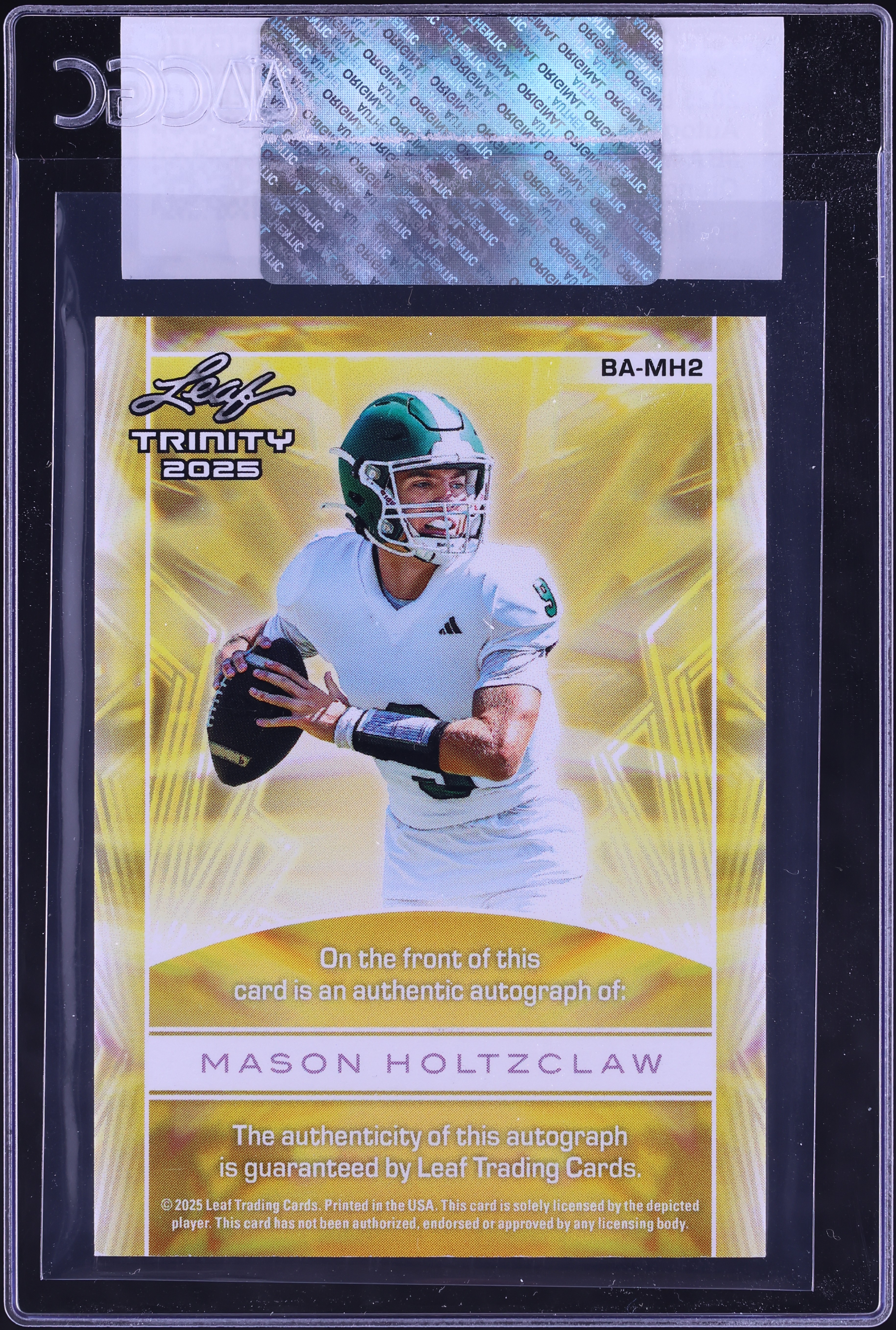 2025 Leaf Trinity Orange Mason Holtzclaw ROOKIE AUTO 1/5 #BA-MH2