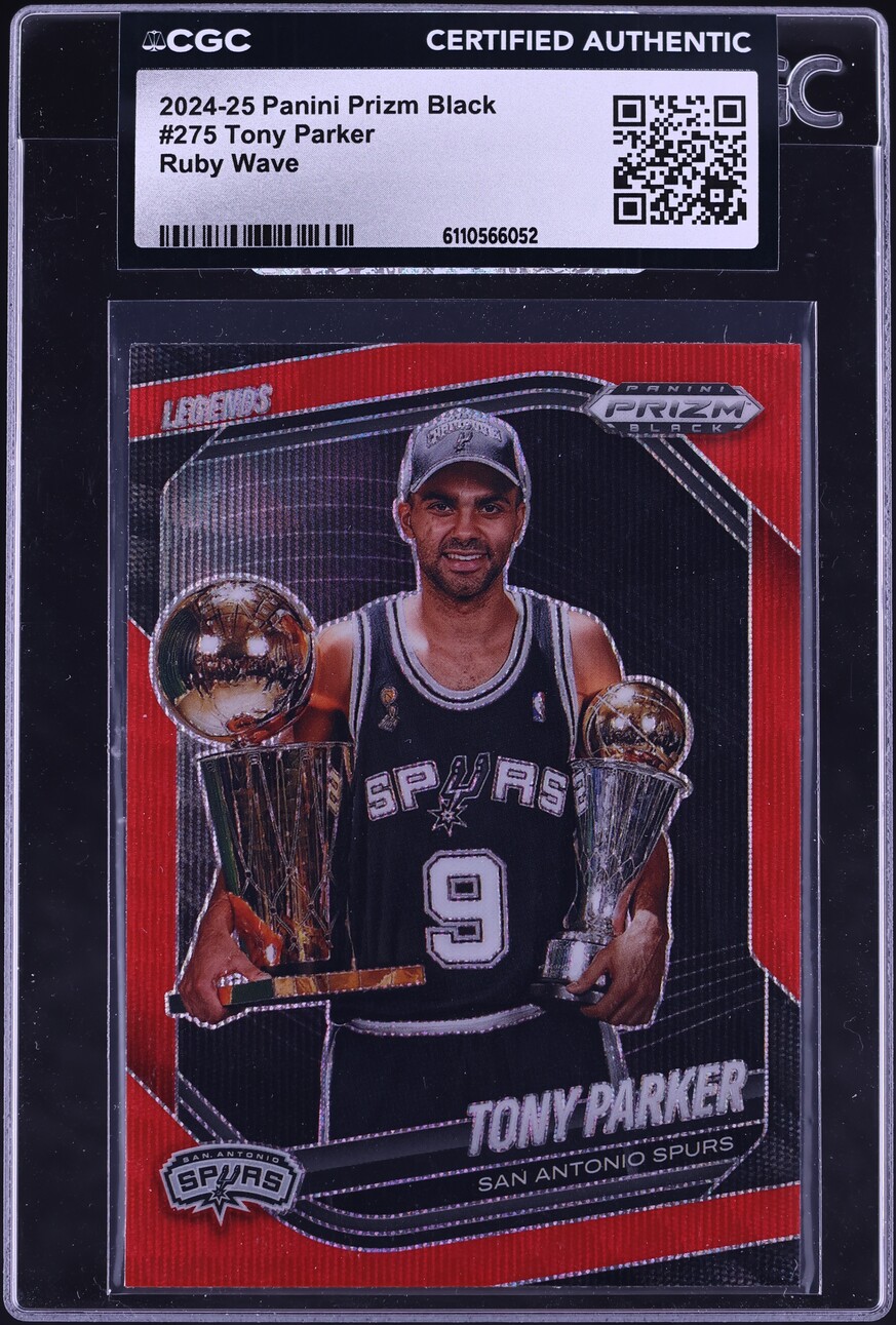 2024 Panini Prizm Black Ruby Wave Tony Parker #275 CGC AUTH