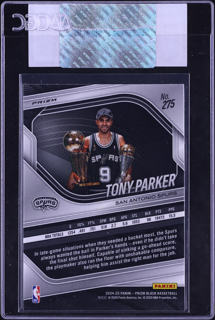 2024 Panini Prizm Black Ruby Wave Tony Parker #275 CGC AUTH