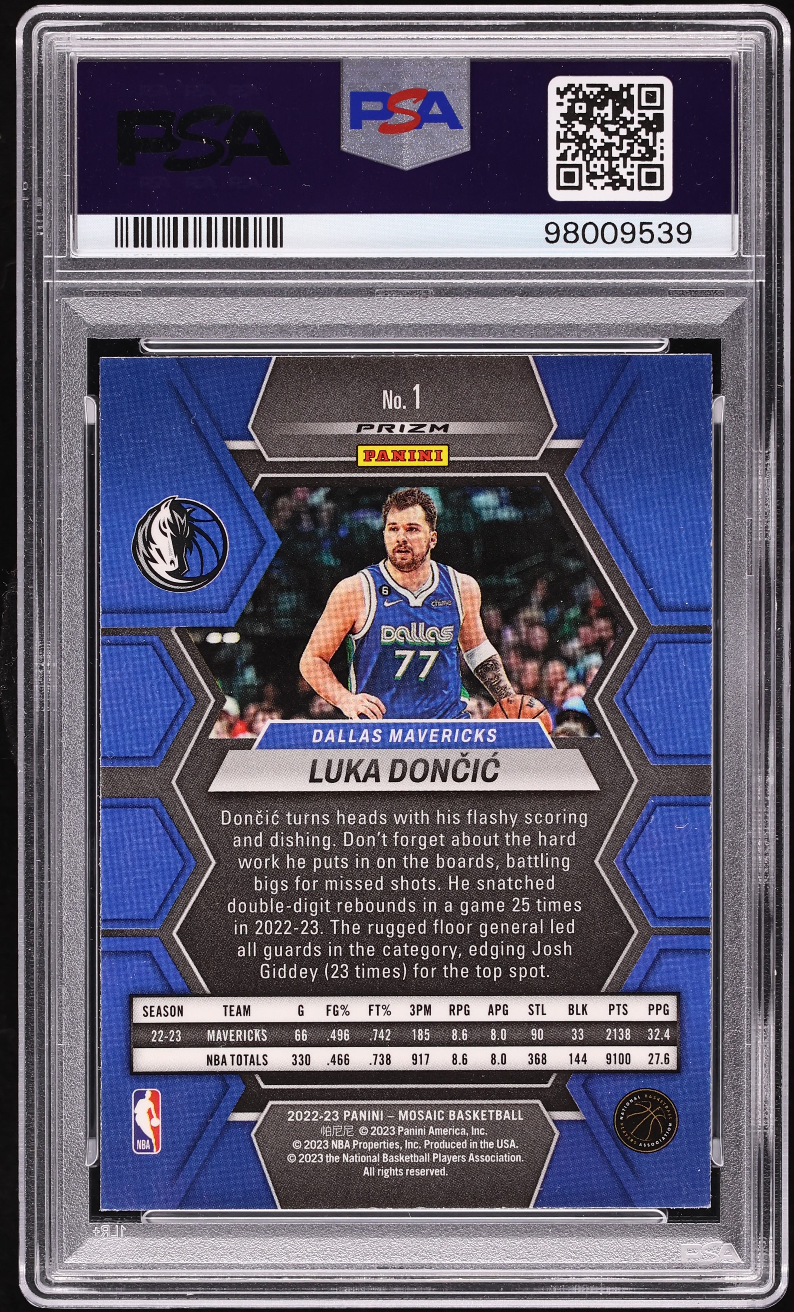 2022 Panini Mosaic Reactive Yellow Luka Doncic #1 PSA 10 GEM MINT