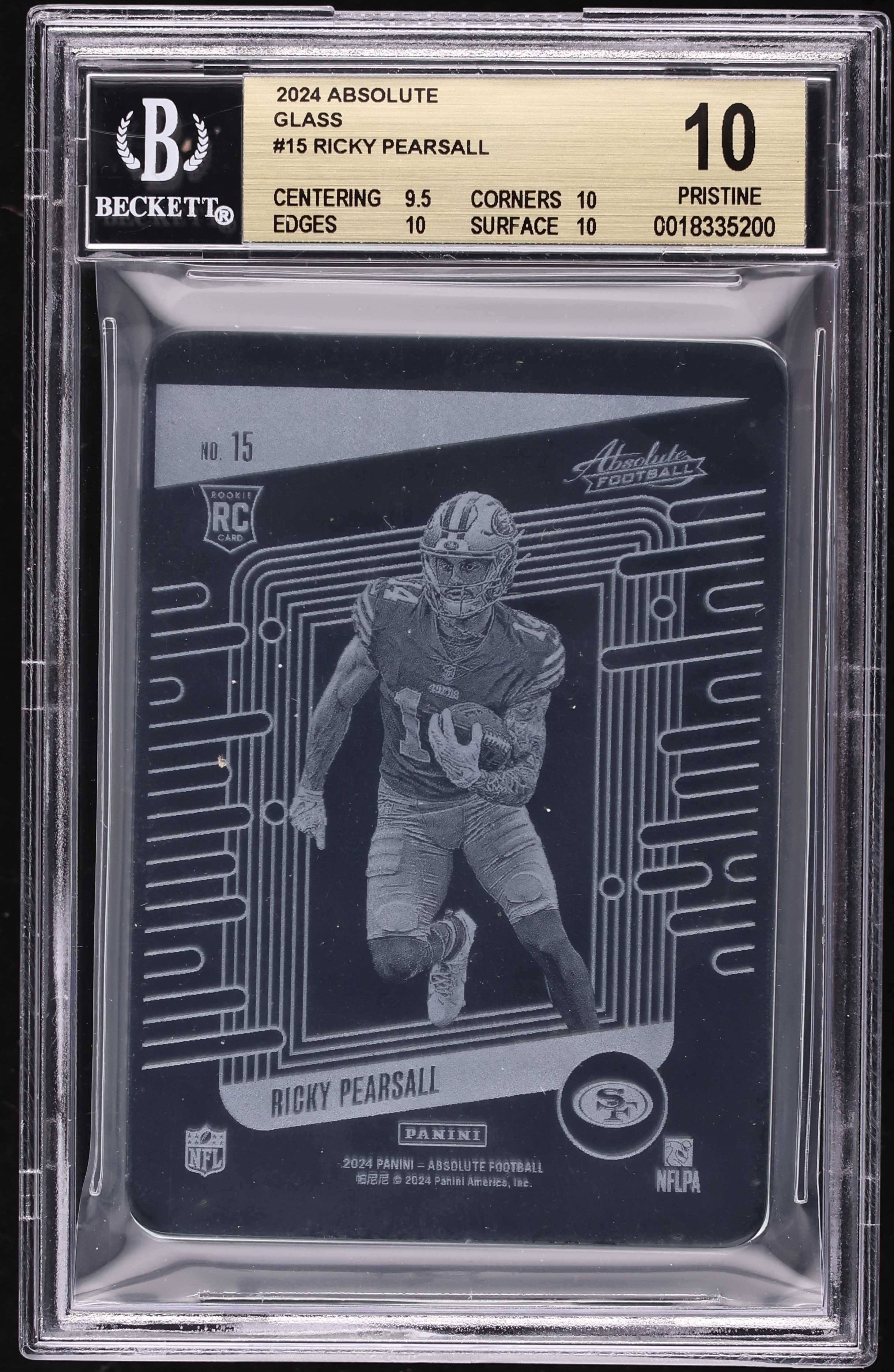 2024 Absolute Glass Ricky Pearsall ROOKIE #15 BGS 10 PRISTINE on