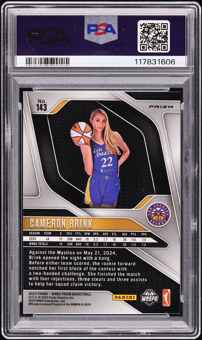 2024 Panini Prizm WNBA Green Cameron Brink ROOKIE #143 PSA 10 GEM MINT