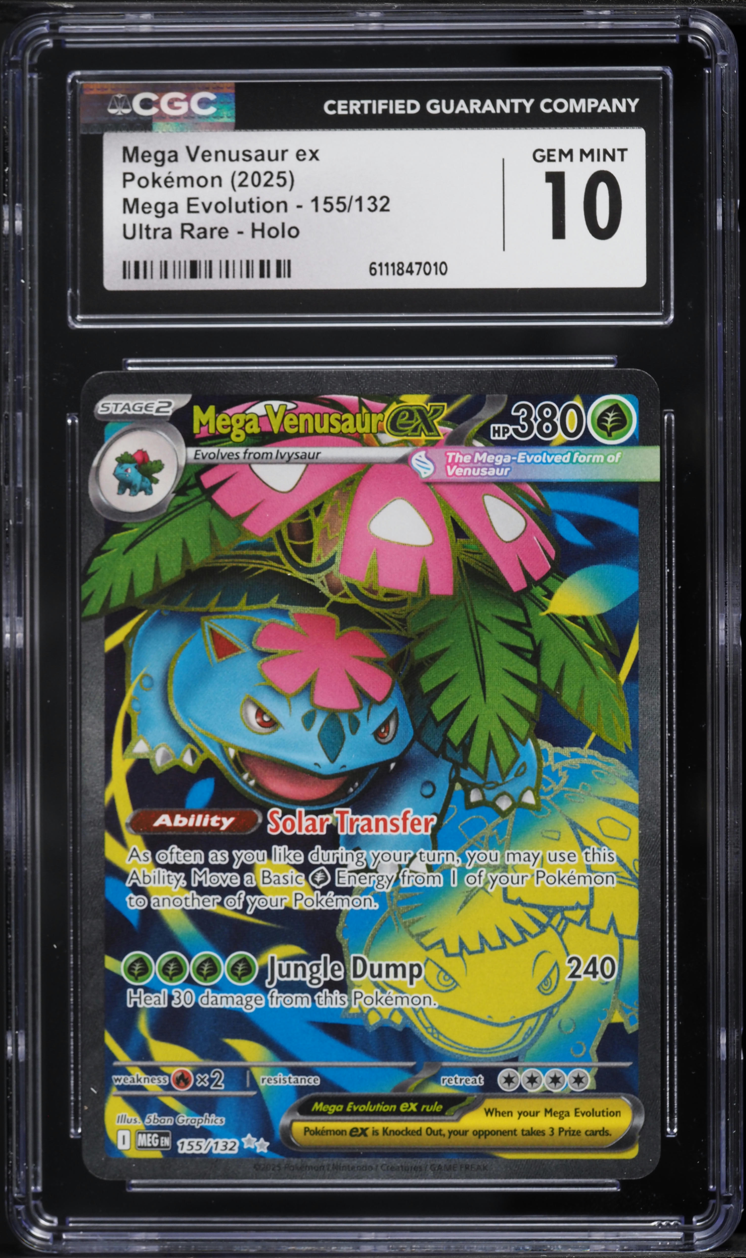2025 Pokemon Mega Evolution Full Art Mega Venusaur ex #155 CGC 10