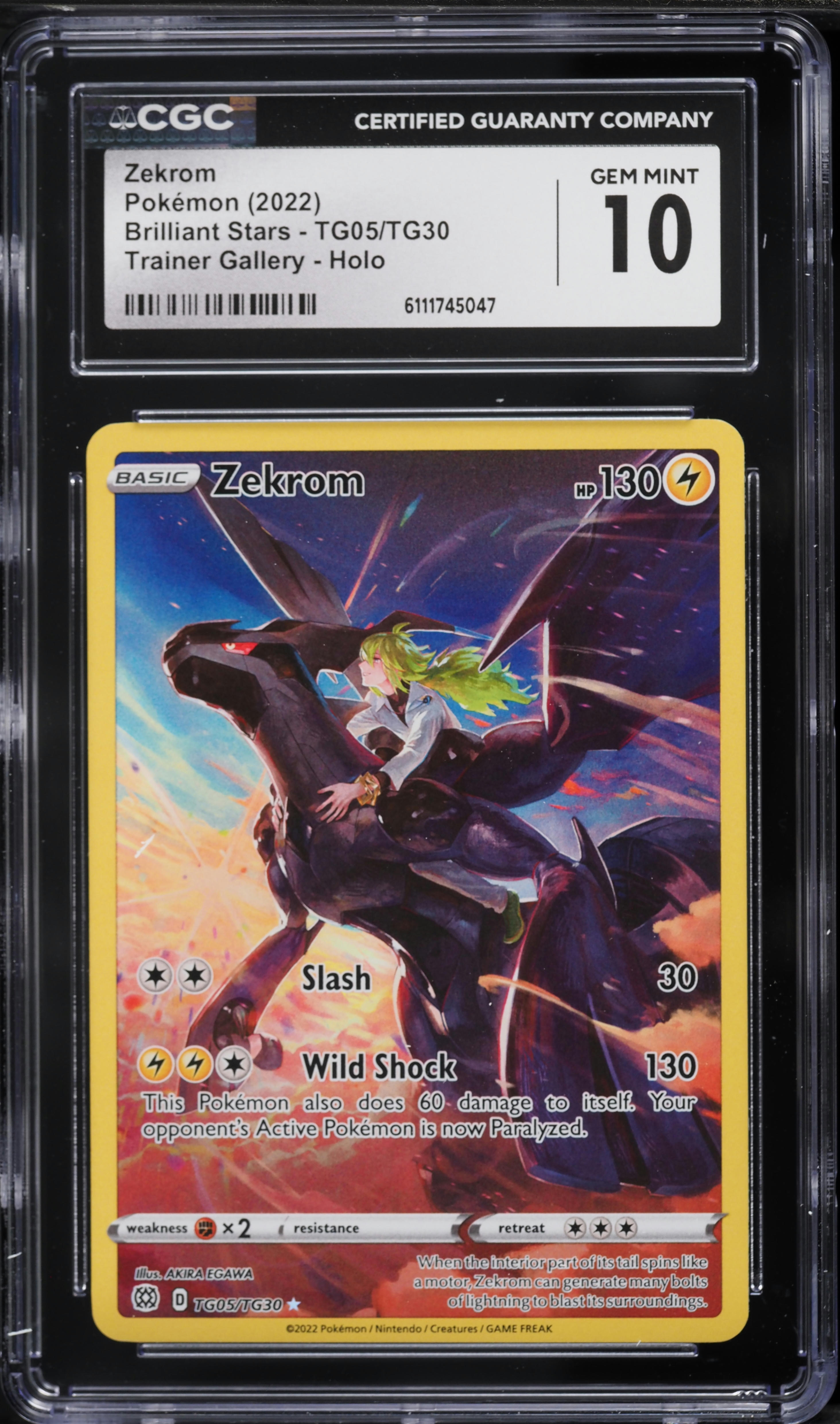 2022 Pokemon Sword & Shield Brilliant Stars CHR Zekrom #TG05 CGC