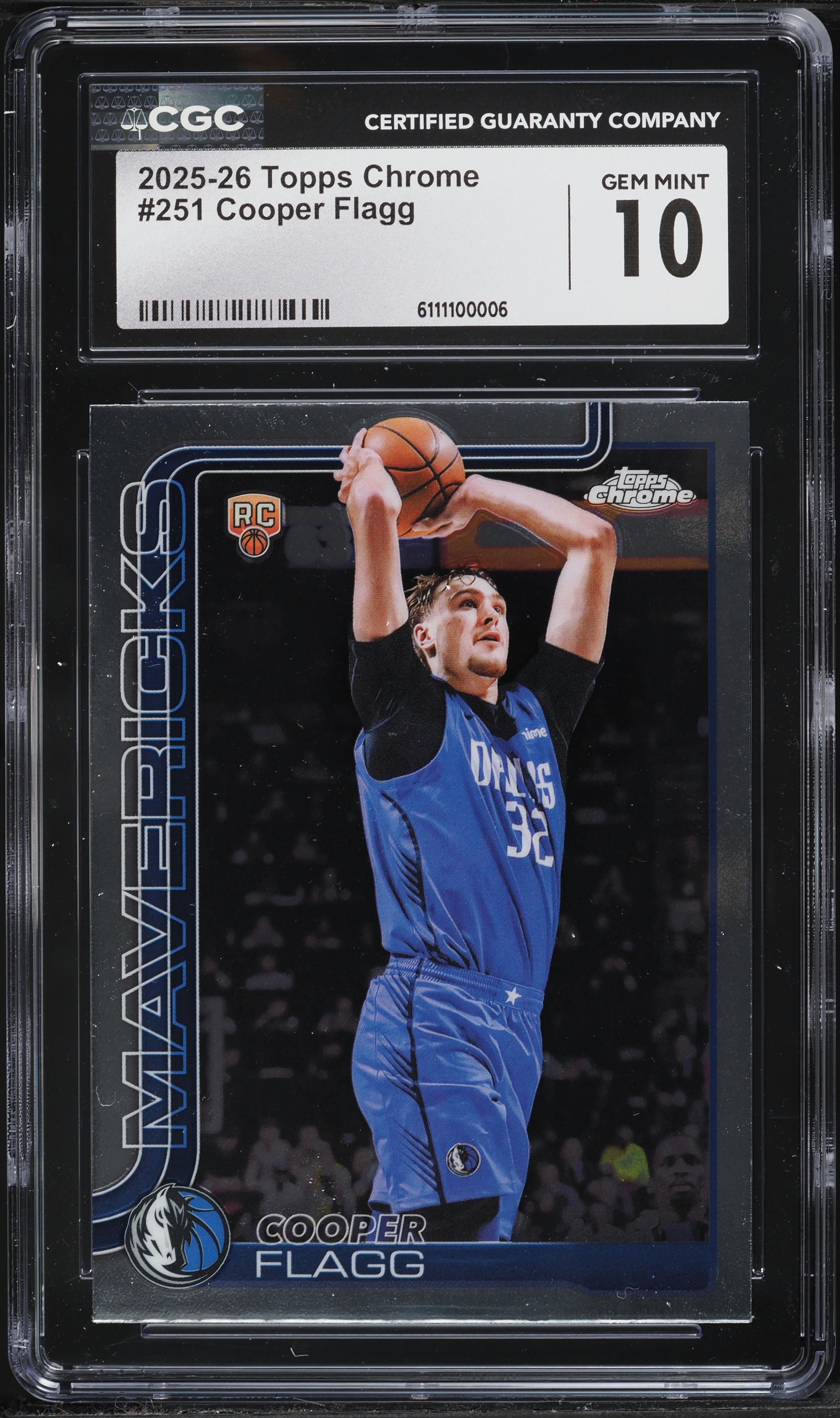 2025 Topps Chrome Cooper Flagg ROOKIE #251 CGC 10 GEM MINT on 