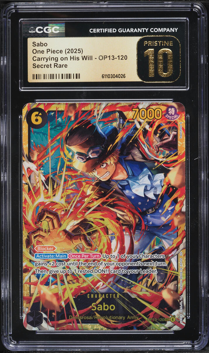 2025 One Piece Carrying On His Will SEC Sabo #OP13-120 CGC 10
