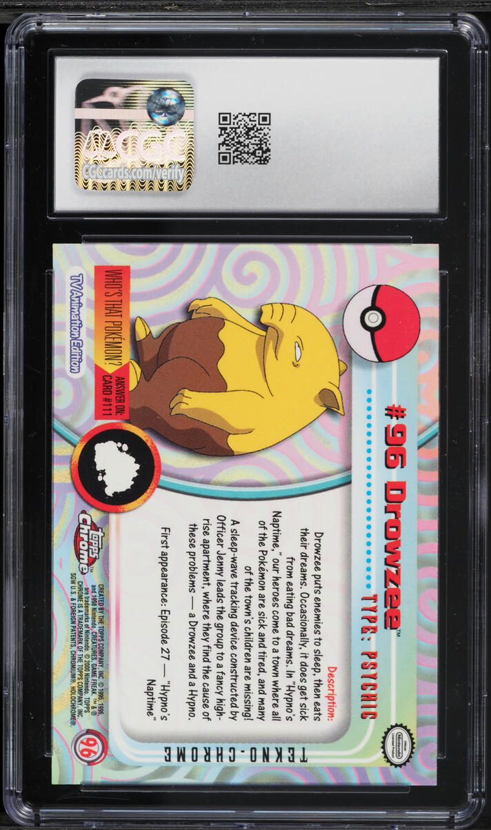 2000 Pokemon Topps Chrome Series 2 Tekno-Chrome Drowzee #96 CGC 8.5 NM-MT+