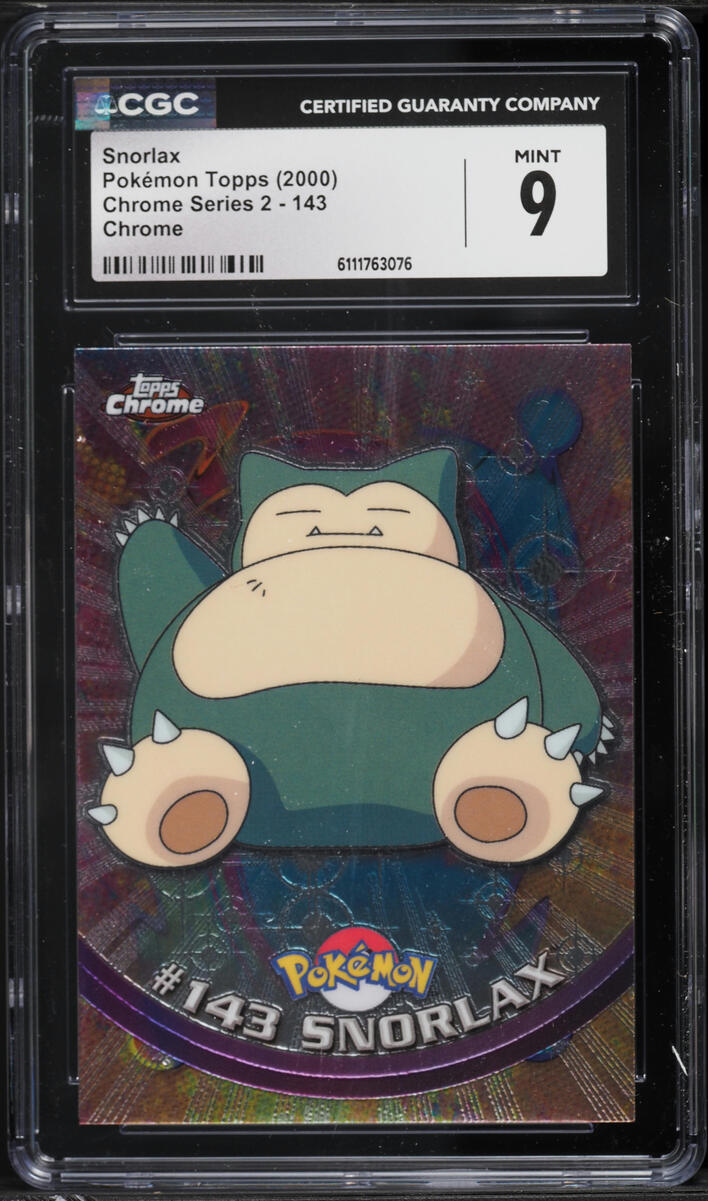 2000 Topps Chrome Pokemon Series 2 Chrome Snorlax #143 CGC 9 MINT