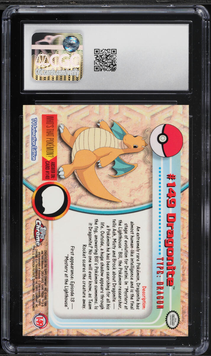 2000 Pokemon Topps Chrome Series 2 Chrome Dragonite #149 CGC 8.5 NM-MT+