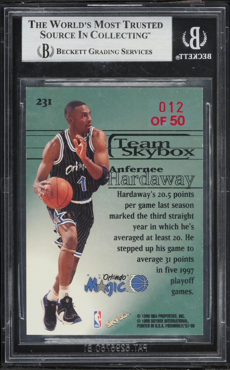 1997 Skybox Premium Star Rubies Anfernee Hardaway /50 #231 BGS 8.5 NM-MT+