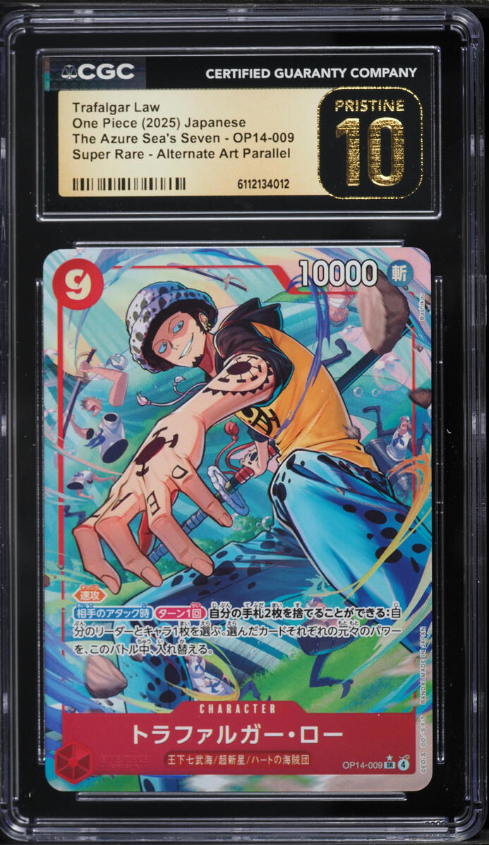2025 One Piece Japanese The Azure Sea's Seven Alt Art Parallel SR Trafalgar Law #OP14009 CGC 10