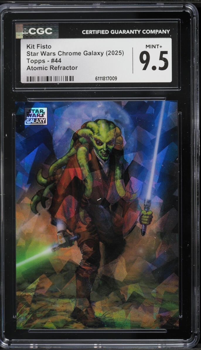 2025 Topps Star Wars Chrome Galaxy Atomic Refractor Kit Fisto /150 #44 CGC 9.5 MINT+