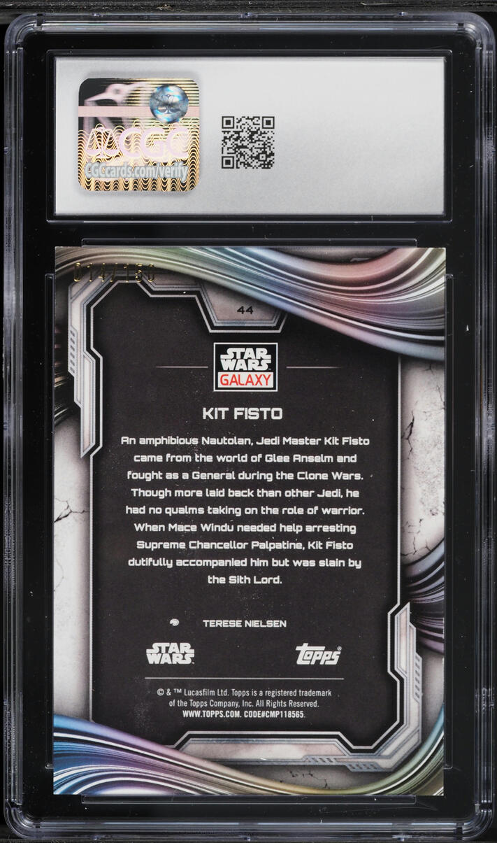 2025 Topps Star Wars Chrome Galaxy Atomic Refractor Kit Fisto /150 #44 CGC 9.5 MINT+