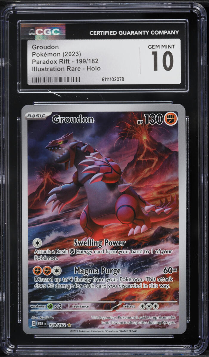 2023 Pokemon Scarlet & Violet Paradox Rift IR Groudon #199 CGC 10 GEM MINT