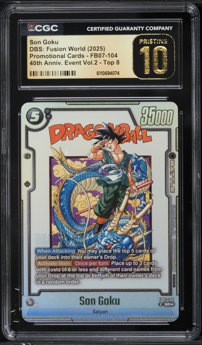 2025 DBS: Fusion World Promotional Cards 40th Anniv Vol 2 Top 8 Son Goku #FB07-104 CGC 10 on Fanatics Collect 2025 DBS: Fusion World Promotional Cards 40th Anniv Vol 2 Top 8 Son Goku #FB07-104 CGC 10 on Fanatics Collect