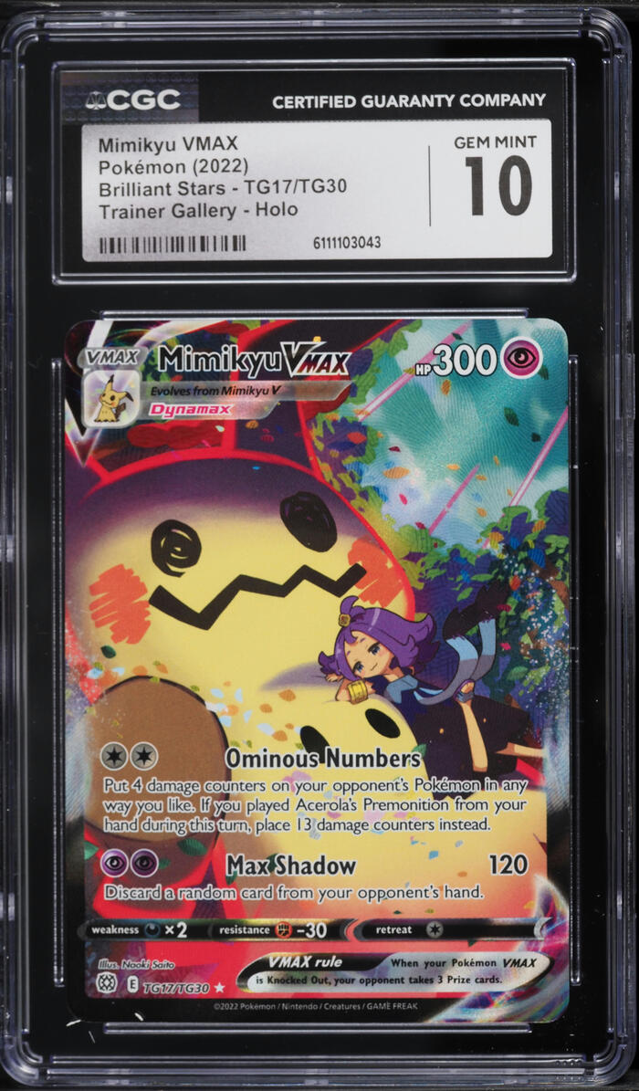 2022 Pokemon Sword & Shield Brilliant Stars CHR Mimikyu VMAX #TG17 CGC 10 GEM MINT