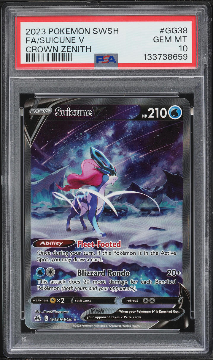 2023 Pokemon Sword & Shield Crown Zenith Alt Art Suicune V #GG38 PSA 10 GEM MINT