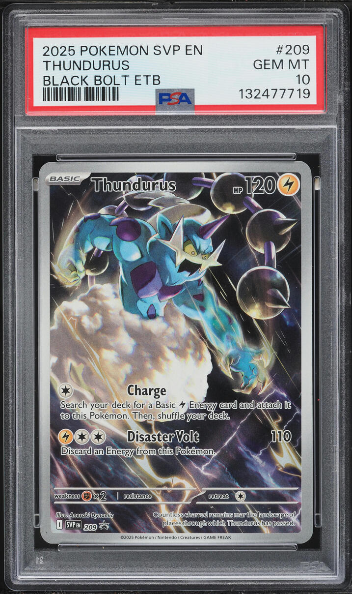 2025 Pokemon Scarlet & Violet Promo Black Bolt ETB Full Art Thundurus #209 PSA 10 GEM MINT