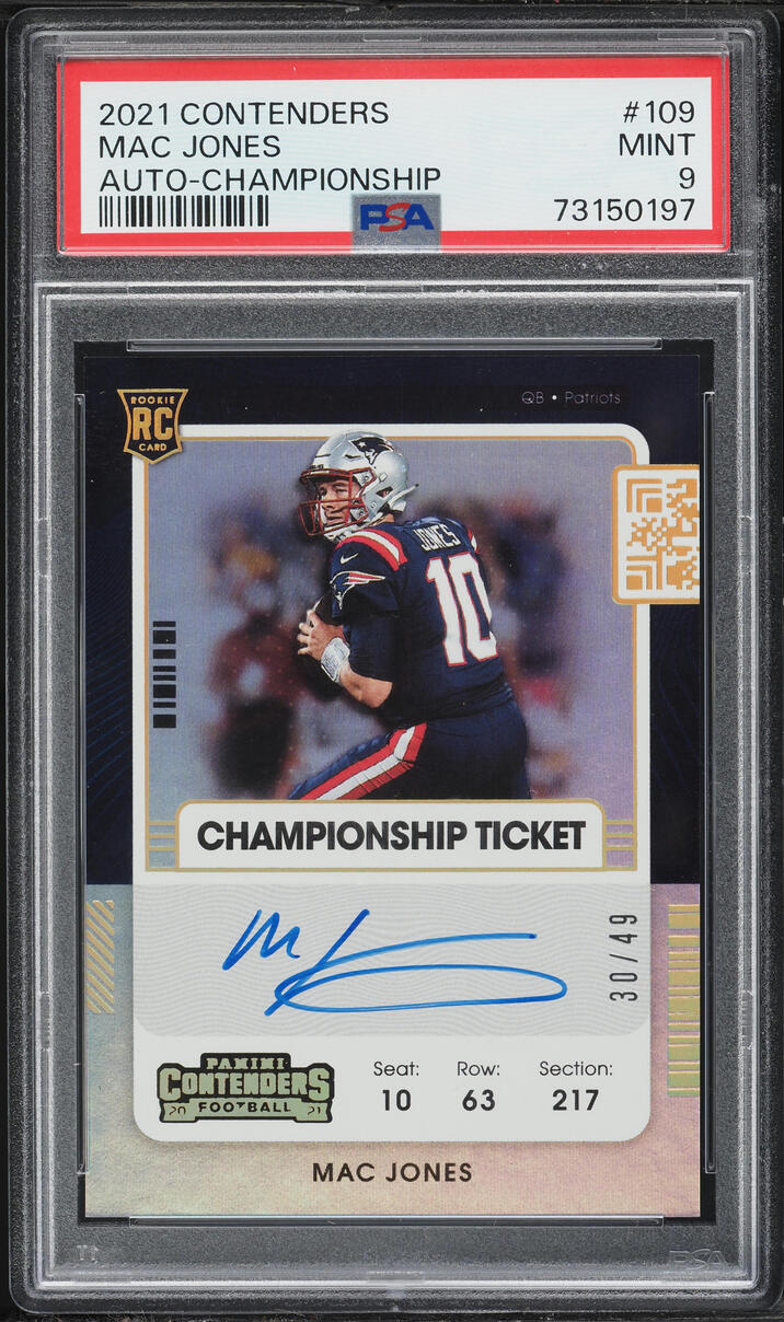 2021 Panini Contenders Championship Mac Jones ROOKIE AUTO /49 #109 PSA 9 MINT
