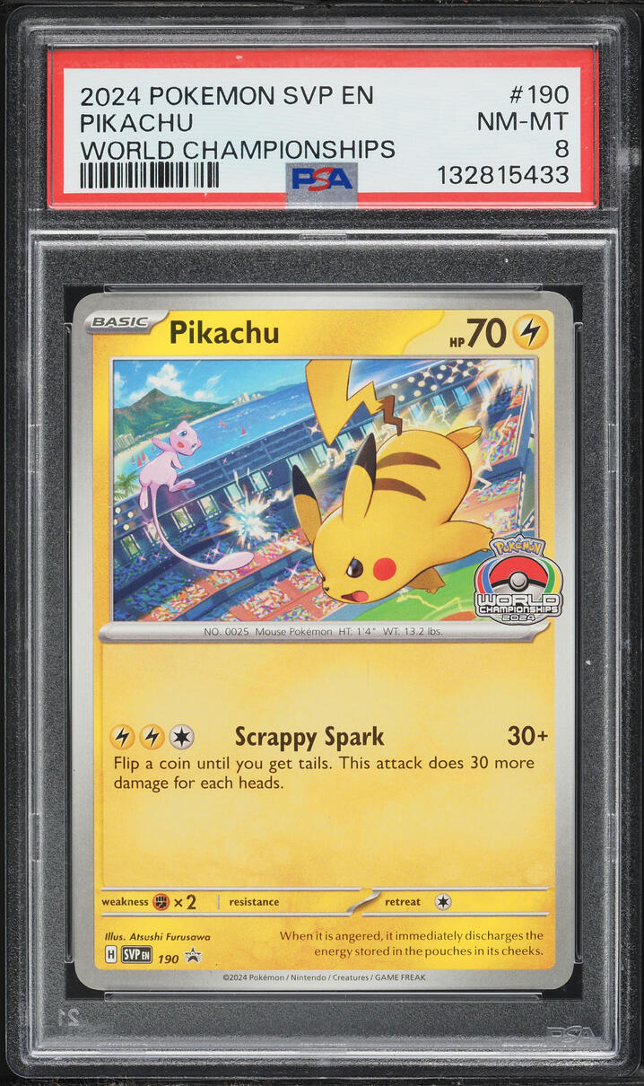 2024 Pokemon Scarlet & Violet Promo World Championships Pikachu #190 PSA 8 NM-MT