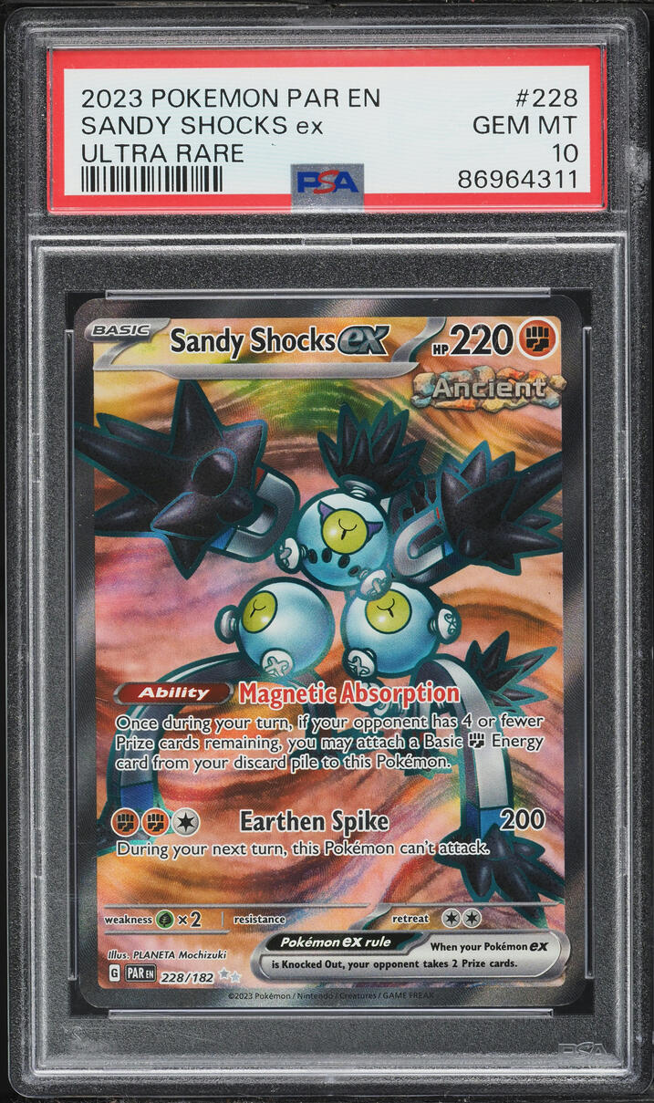 2023 Pokemon Scarlet & Violet Paradox Rift Full Art Sandy Shocks ex #228 PSA 10 GEM MINT
