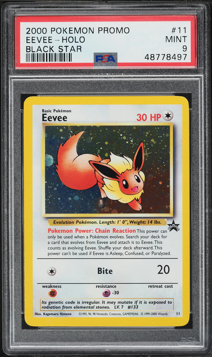 2000 Pokemon League Black Star Promo Holo Eevee #11 PSA 9 MINT