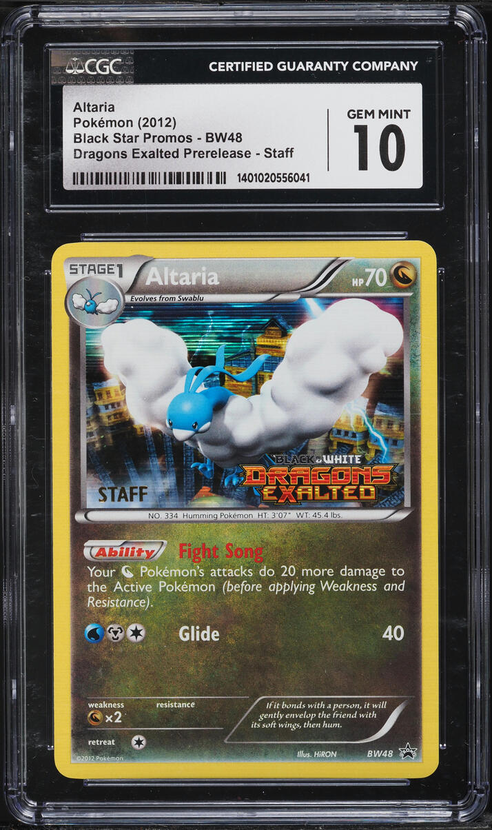 2012 Pokemon Black Star Promos Dragons Exalted Prerelease Staff Altaria #BW48 CGC 10 GEM MINT