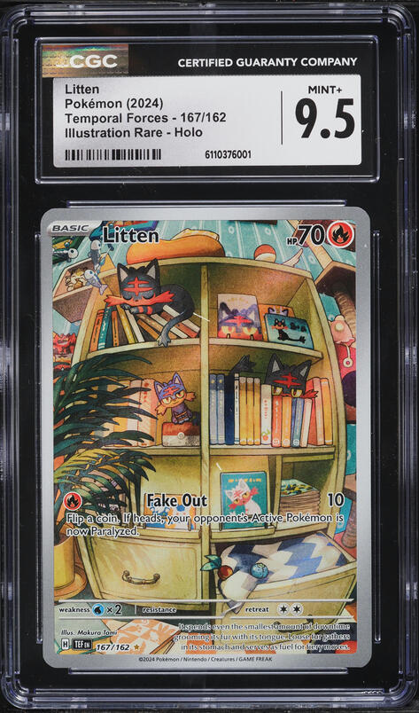 2024 Pokemon Scarlet & Violet Temporal Forces IR Litten #167 CGC 9.5 MINT+