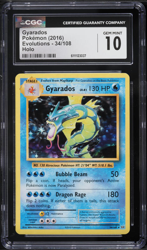 2016 Pokemon XY Evolutions Holo Gyarados #34 CGC 10 GEM MINT