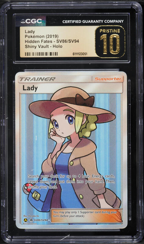 2019 Pokemon Sun & Moon Hidden Fates Shiny Vault Full Art Lady #SV86 CGC 10 PRISTINE