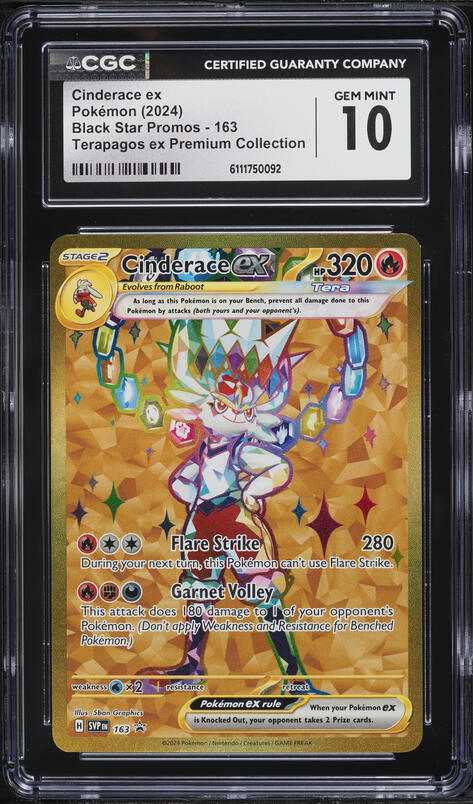2024 Pokemon SV Promo Terapagos ex Premium Gold Rare Cinderace EX #163 CGC 10 GEM MINT