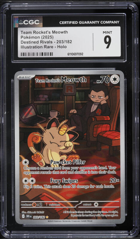 2025 Pokemon Scarlet & Violet Destined Rivals IR Team Rocket's Meowth #203 CGC 9 MINT