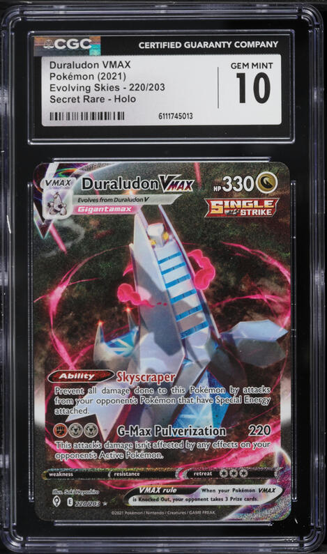 2021 Pokemon Sword & Shield Evolving Skies SEC Duraludon VMAX #220 CGC 10 GEM MINT