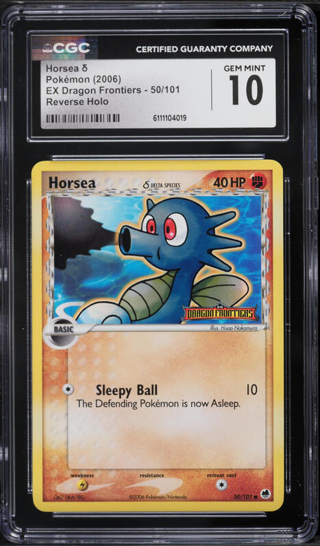 2006 Pokemon EX Dragon Frontiers Reverse Holo Horsea #50 CGC 10 GEM MINT