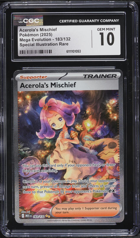 2025 Pokemon Mega Evolution SIR Acerola's Mischief #183 CGC 10 GEM MINT