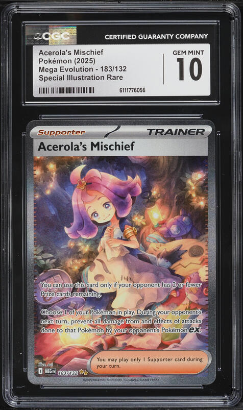 2025 Pokemon Mega Evolution SIR Acerola's Mischief #183 CGC 10 GEM MINT