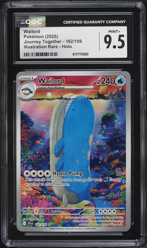 2025 Pokemon Scarlet & Violet Journey Together IR Wailord #162 CGC 9.5 MINT+